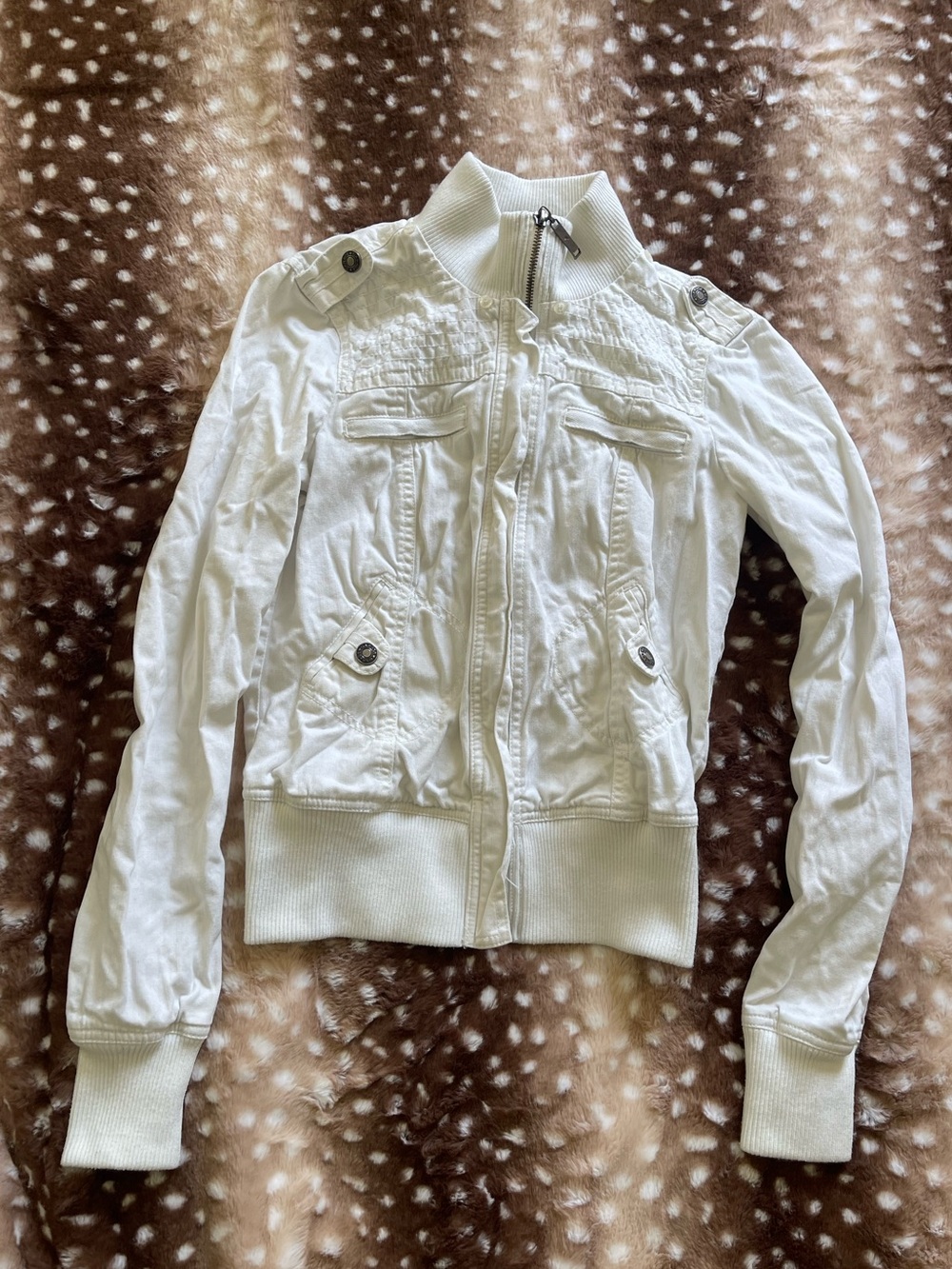 Y2K white Garage cotton bomber jacket